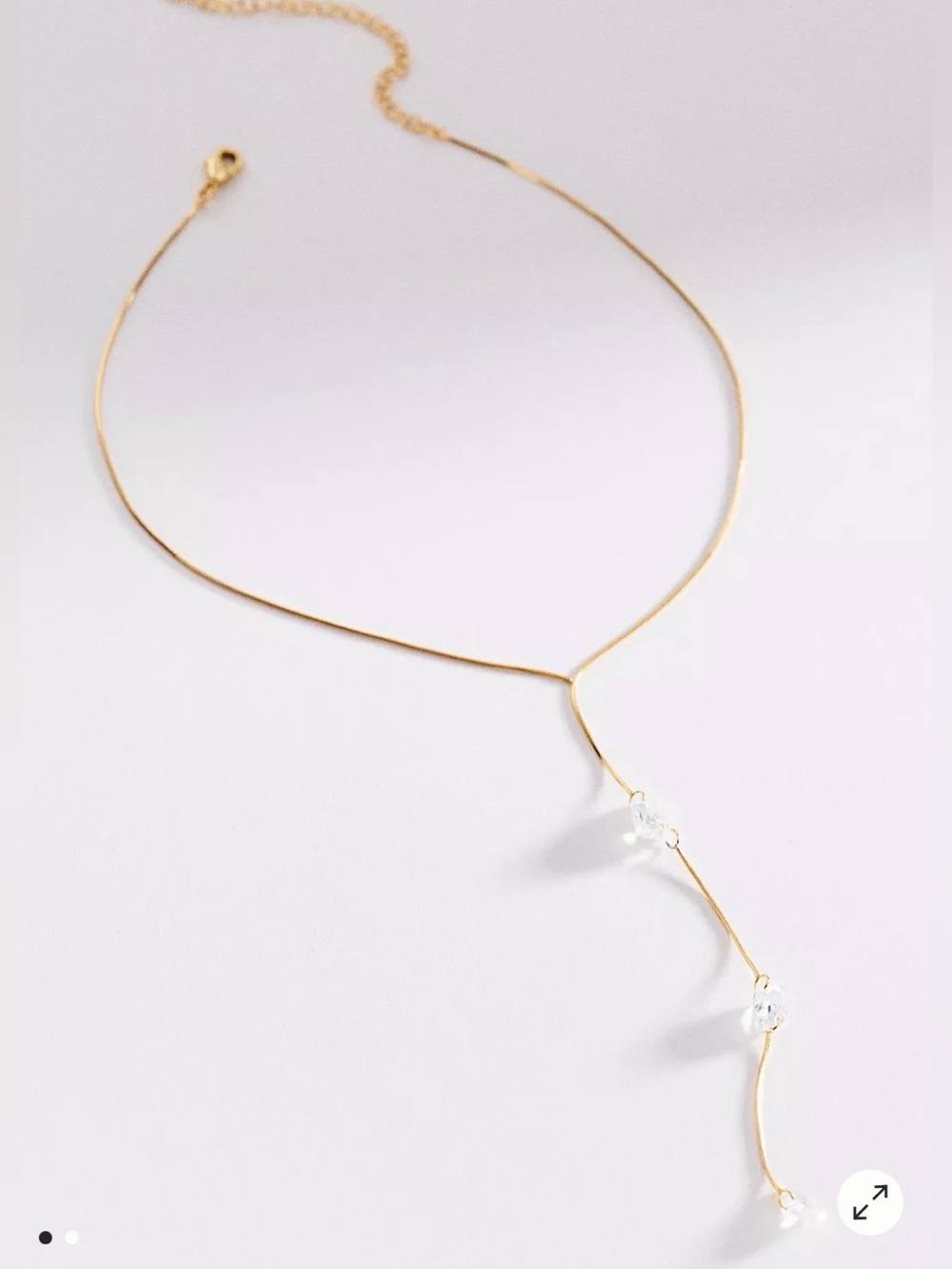 NWT Anthropologie Delicate Crystal Y Necklace